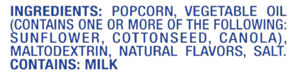 Movie Theater Butter Popcorn Ingredients