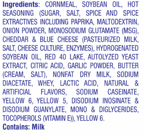 Hot Crunchy Cheese Curls Ingredients