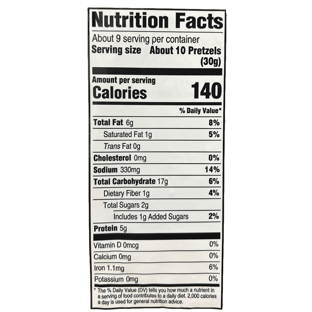 Peanut Butter Filled Pretzels Nutrition Facts